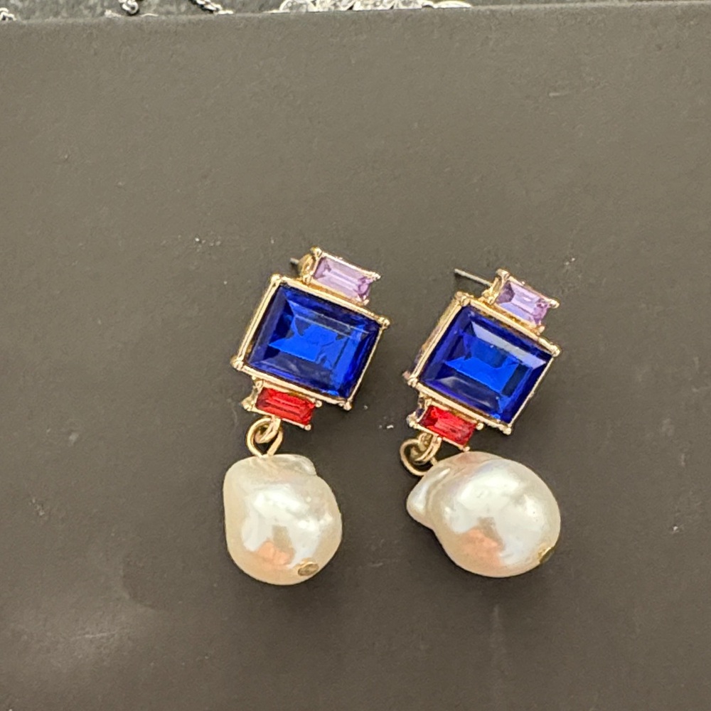 Elegant Gold and Blue Gemstone Earrings